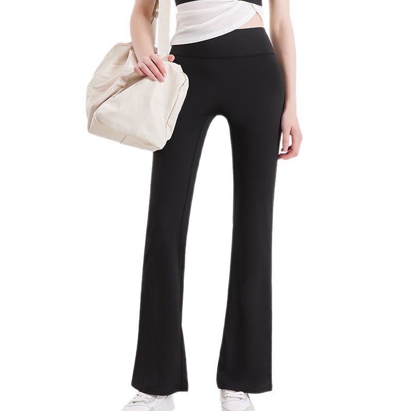 Women's flared yoga pants high waist elastic hip lift slimming fitness pants nude feeling no embarrassing line quick dry sports flared pants